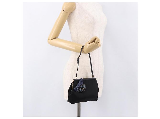 Borsa Miu Miu in raso nero e oro Auth 187043A D'oro - vista 23