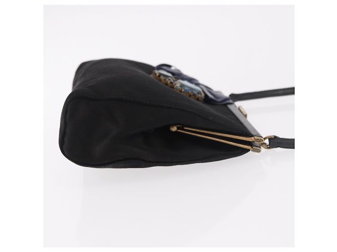 Borsa Miu Miu in raso nero e oro Auth 187043A D'oro - vista 3