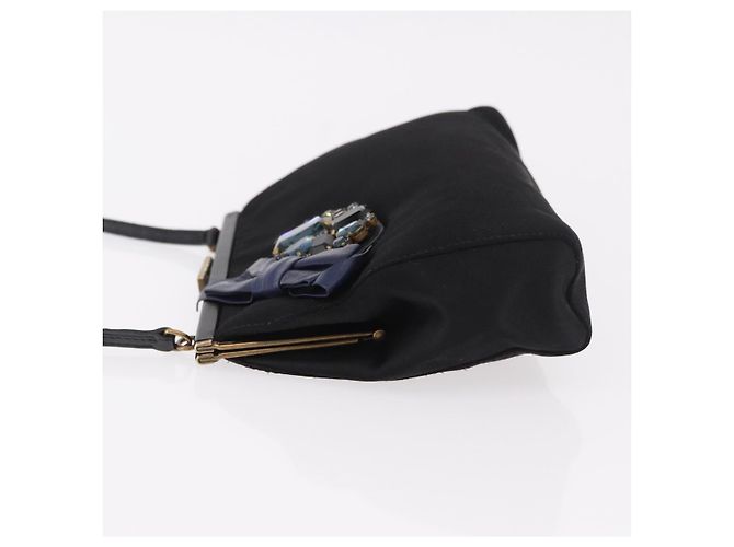 Borsa Miu Miu in raso nero e oro Auth 187043A D'oro - vista 4