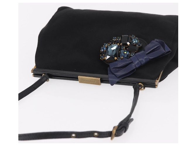 Borsa Miu Miu in raso nero e oro Auth 187043A D'oro - vista 6