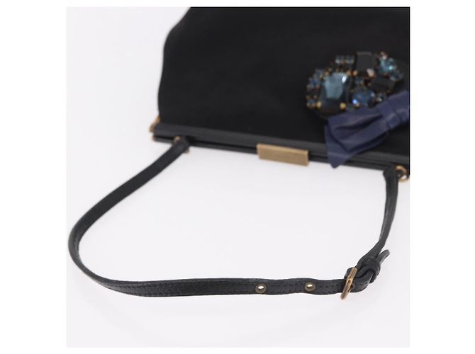 Borsa Miu Miu in raso nero e oro Auth 187043A D'oro - vista 7