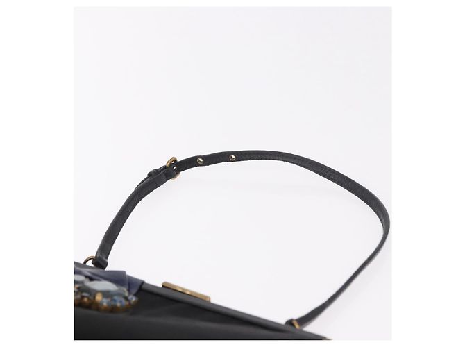 Borsa Miu Miu in raso nero e oro Auth 187043A D'oro - vista 8