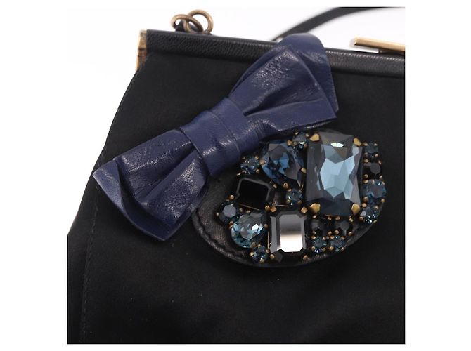 Borsa Miu Miu in raso nero e oro Auth 187043A D'oro - vista 9