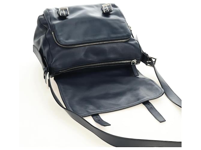 Borsa a Spalla PRADA in Pelle Blu Navy e Argento Auth ki6667SAM - vista 20