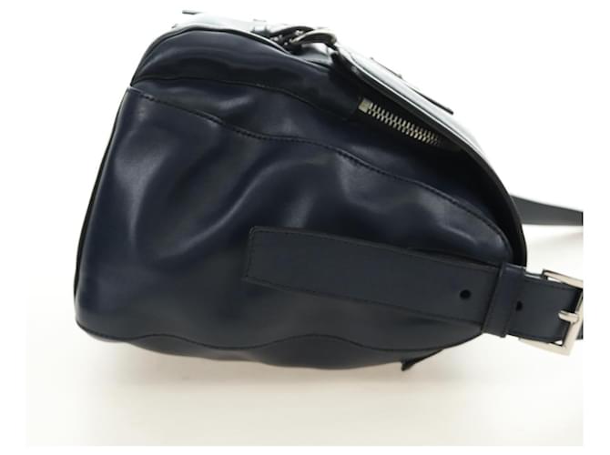 Borsa a Spalla PRADA in Pelle Blu Navy e Argento Auth ki6667SAM - vista 4