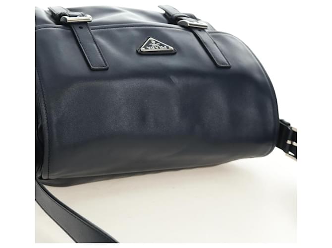 Borsa a Spalla PRADA in Pelle Blu Navy e Argento Auth ki6667SAM - vista 6