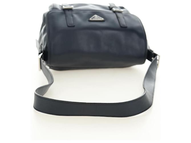 Borsa a Spalla PRADA in Pelle Blu Navy e Argento Auth ki6667SAM - vista 7