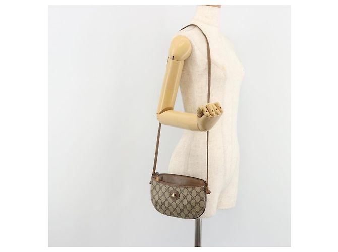 GUCCI GG Supreme Old Shoulder Bag PVC Beige Oro 378 02 020 Auth am11912 D'oro - vista 22