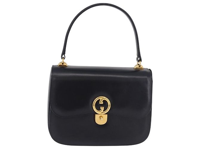 Borsa GUCCI in pelle blu navy e oro Autentica 187557A D'oro - vista 13