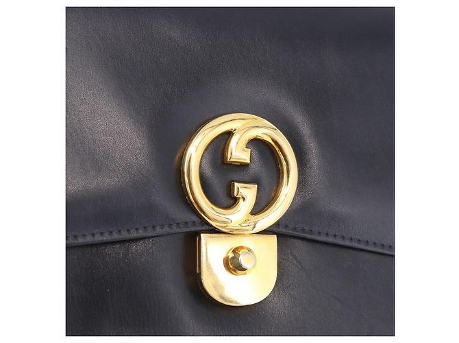 Borsa GUCCI in pelle blu navy e oro Autentica 187557A D'oro - vista 17
