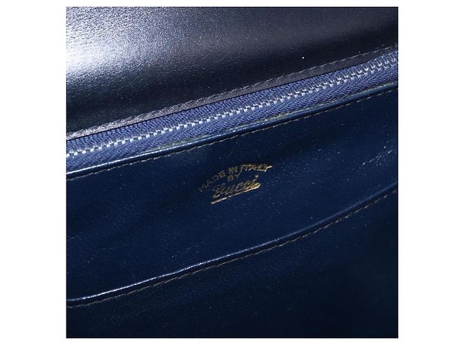 Borsa GUCCI in pelle blu navy e oro Autentica 187557A D'oro - vista 19