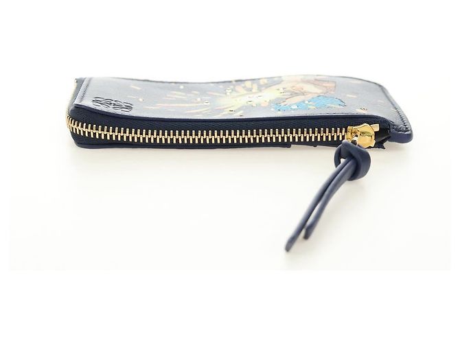 LOEWE Studio Ghibli Howl's Moving Castle Tarjetero de cuero azul marino Auth 167414SM Dorado - vista 5