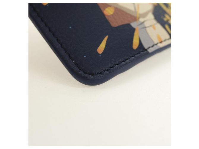 LOEWE Studio Ghibli Howl's Moving Castle Tarjetero de cuero azul marino Auth 167414SM Dorado - vista 7