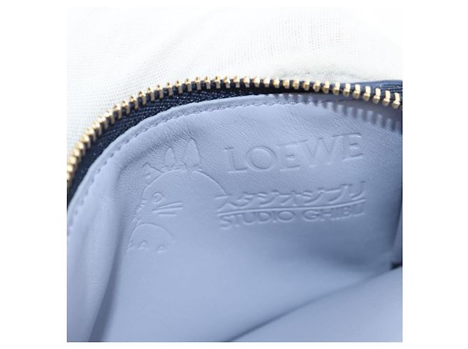 LOEWE Studio Ghibli Howl's Moving Castle Tarjetero de cuero azul marino Auth 167414SM Dorado - vista 9