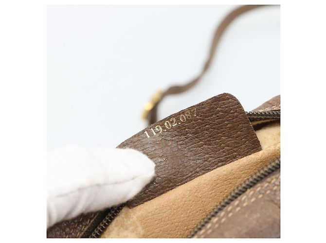 Borsa a Spalla GUCCI GG Supreme Web Sherry Line PVC Beige Oro Auth 186057 D'oro - vista 12