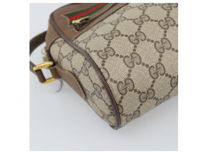 Borsa a Spalla GUCCI GG Supreme Web Sherry Line PVC Beige Oro Auth 186057 D'oro - vista 14