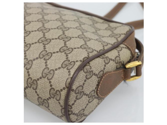 Borsa a Spalla GUCCI GG Supreme Web Sherry Line PVC Beige Oro Auth 186057 D'oro - vista 15