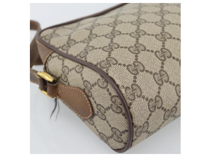 Borsa a Spalla GUCCI GG Supreme Web Sherry Line PVC Beige Oro Auth 186057 D'oro - vista 16