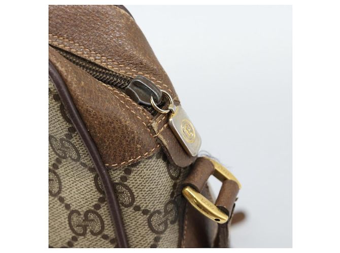 Borsa a Spalla GUCCI GG Supreme Web Sherry Line PVC Beige Oro Auth 186057 D'oro - vista 17