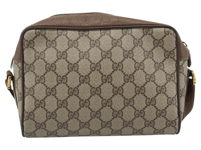 Borsa a Spalla GUCCI GG Supreme Web Sherry Line PVC Beige Oro Auth 186057 D'oro - vista 2