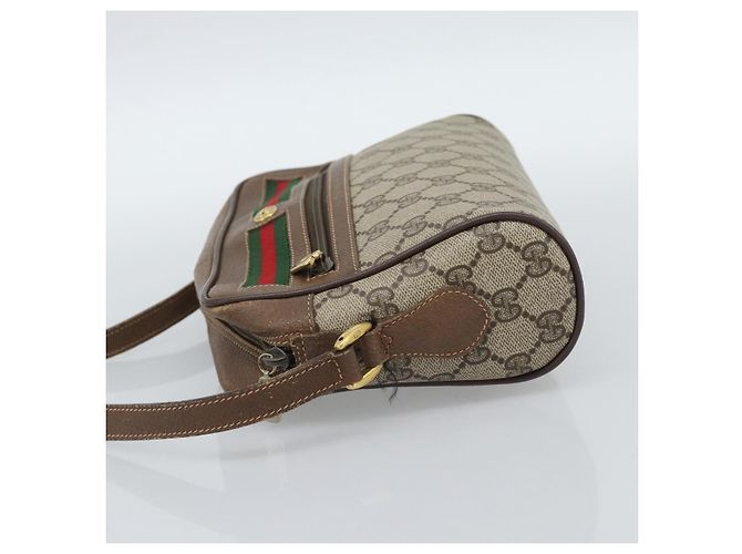 Borsa a Spalla GUCCI GG Supreme Web Sherry Line PVC Beige Oro Auth 186057 D'oro - vista 3