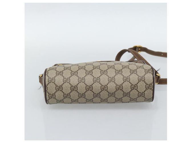 Borsa a Spalla GUCCI GG Supreme Web Sherry Line PVC Beige Oro Auth 186057 D'oro - vista 5