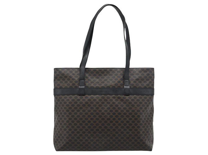 Céline Borsa Tote CELINE Macadam in tela e pelle PVC nera e oro Auth ka4807 Nero D'oro - vista 2