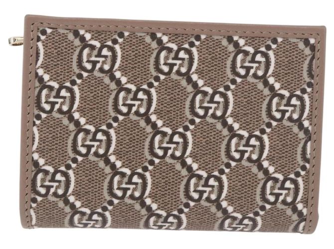 Portafoglio GUCCI GG Supreme PVC Beige Oro 795060 Auth 186154M D'oro - vista 13