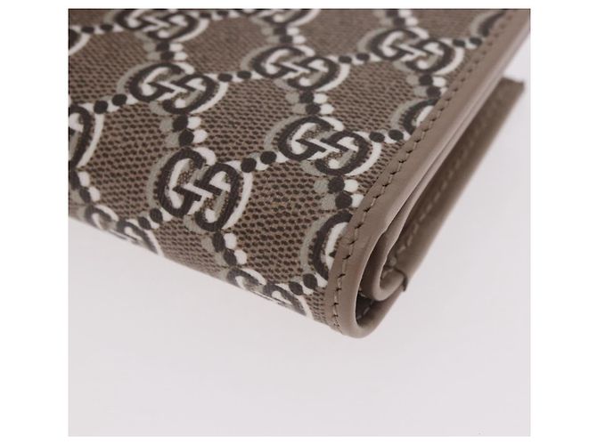 Portafoglio GUCCI GG Supreme PVC Beige Oro 795060 Auth 186154M D'oro - vista 14