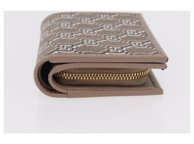 Portafoglio GUCCI GG Supreme PVC Beige Oro 795060 Auth 186154M D'oro - vista 3