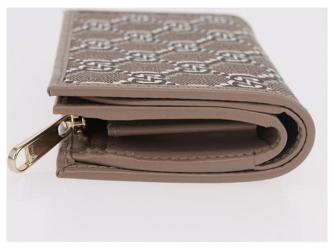Portafoglio GUCCI GG Supreme PVC Beige Oro 795060 Auth 186154M D'oro - vista 4