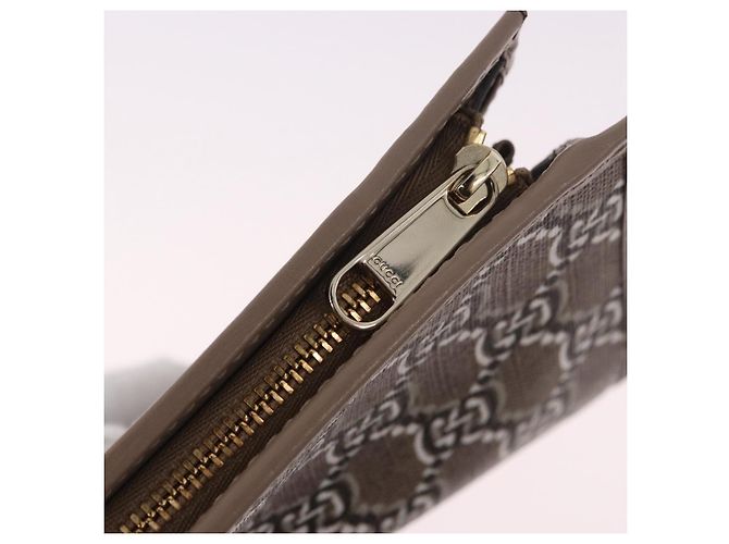 Portafoglio GUCCI GG Supreme PVC Beige Oro 795060 Auth 186154M D'oro - vista 9