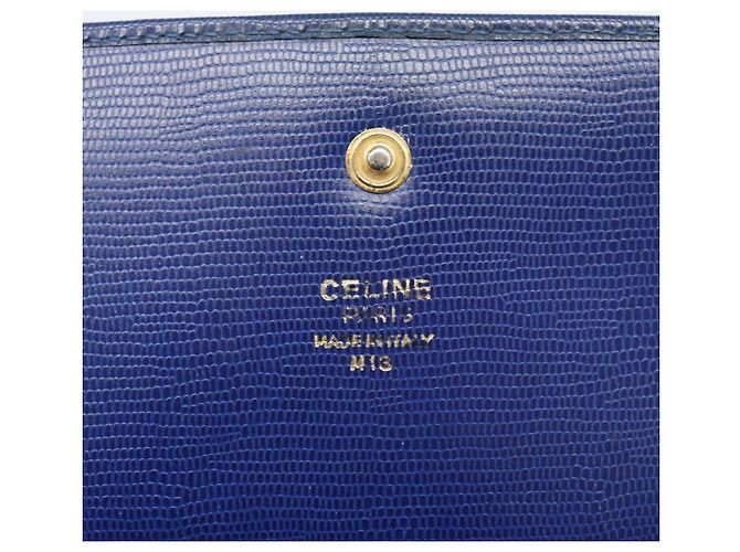 Céline CELINE Long Wallet Leder Blau Gold Auth 186718A Golden - Ansicht 12