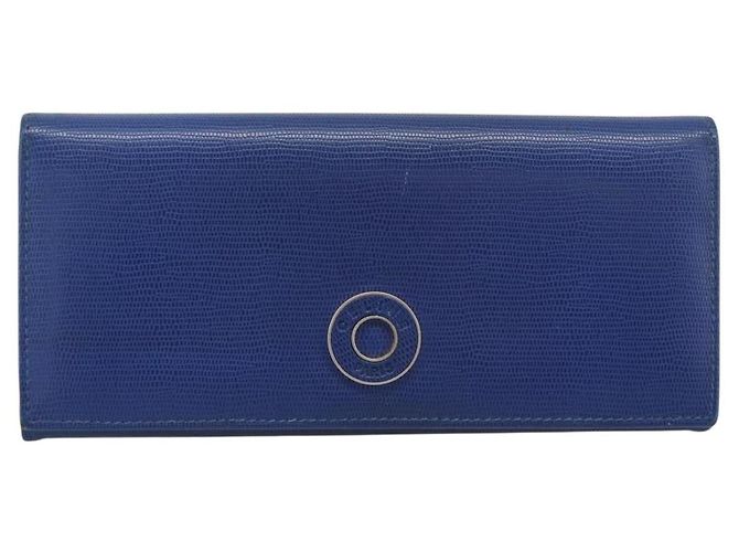Céline CELINE Long Wallet Leder Blau Gold Auth 186718A Golden - Ansicht 13