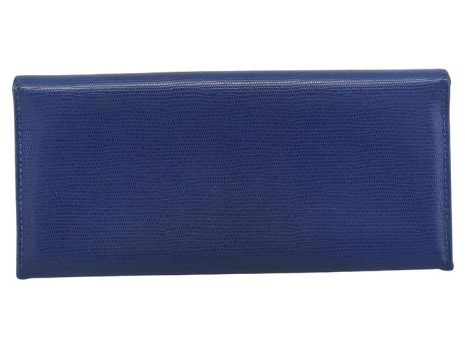 Céline CELINE Long Wallet Leder Blau Gold Auth 186718A Golden - Ansicht 2