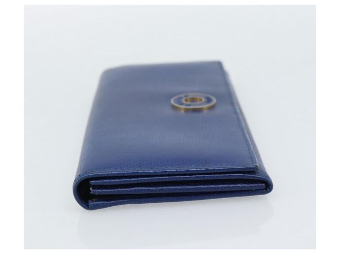 Céline CELINE Long Wallet Leder Blau Gold Auth 186718A Golden - Ansicht 3