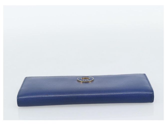 Céline CELINE Long Wallet Leder Blau Gold Auth 186718A Golden - Ansicht 5