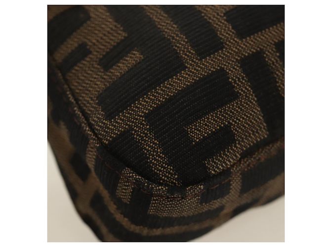 FENDI Zucca Canvas Mamma Baguette Shoulder Bag Black Brown Auth 186044SAM Marrone Nero - vista 15