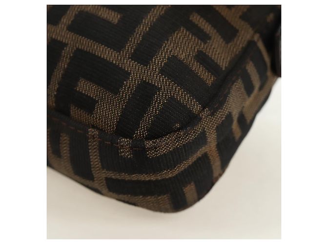 FENDI Zucca Canvas Mamma Baguette Shoulder Bag Black Brown Auth 186044SAM Marrone Nero - vista 16
