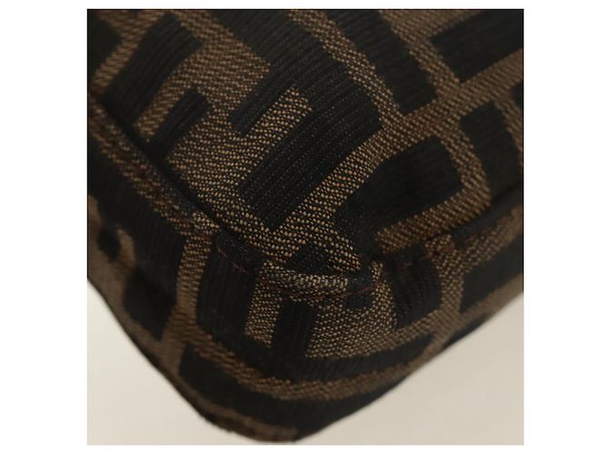 FENDI Zucca Canvas Mamma Baguette Shoulder Bag Black Brown Auth 186044SAM Marrone Nero - vista 17