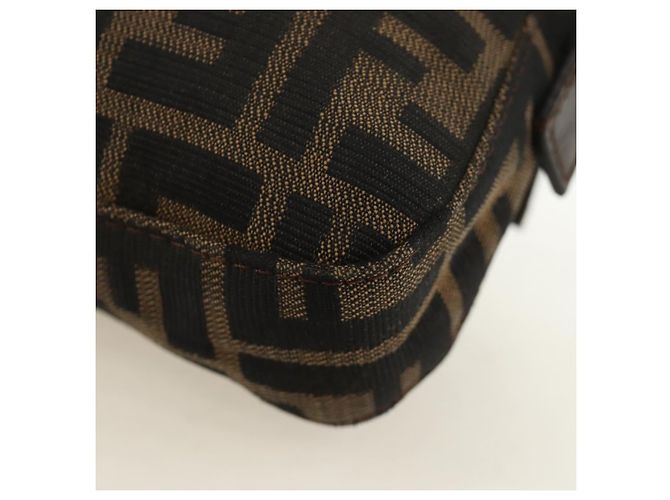 FENDI Zucca Canvas Mamma Baguette Shoulder Bag Black Brown Auth 186044SAM Marrone Nero - vista 18