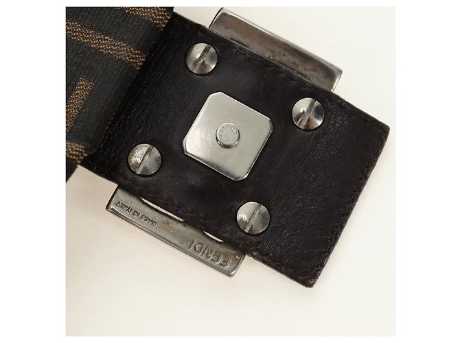 FENDI Zucca Canvas Mamma Baguette Shoulder Bag Black Brown Auth 186044SAM Marrone Nero - vista 22