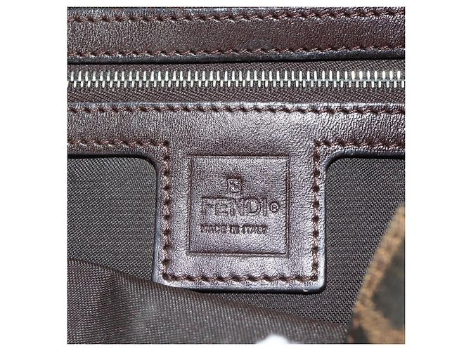 FENDI Zucca Canvas Mamma Baguette Shoulder Bag Black Brown Auth 186044SAM Marrone Nero - vista 23