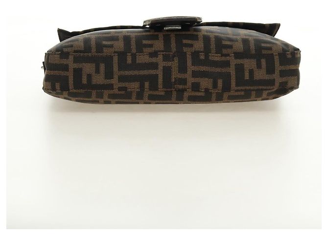 FENDI Zucca Canvas Mamma Baguette Shoulder Bag Black Brown Auth 186044SAM Marrone Nero - vista 5
