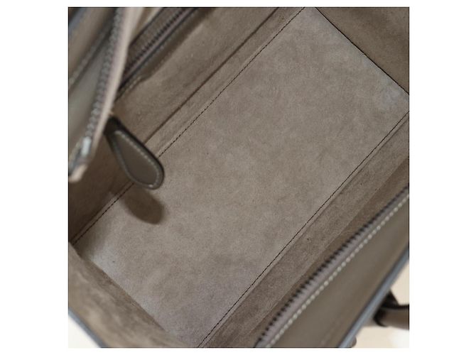 Céline CELINE Luggage Micro Shopper Handtasche aus Leder Grau Silber Authentisch 185329M Braun - Ansicht 10