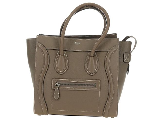 Céline CELINE Luggage Micro Shopper Handtasche aus Leder Grau Silber Authentisch 185329M Braun - Ansicht 13