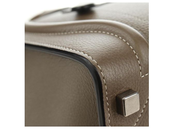 Céline CELINE Luggage Micro Shopper Handtasche aus Leder Grau Silber Authentisch 185329M Braun - Ansicht 14