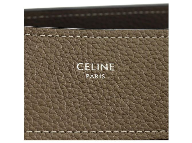 Céline CELINE Luggage Micro Shopper Handtasche aus Leder Grau Silber Authentisch 185329M Braun - Ansicht 18