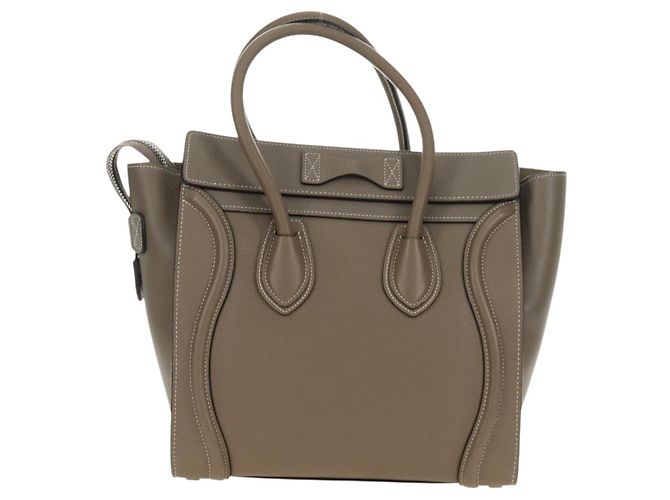 Céline CELINE Luggage Micro Shopper Handtasche aus Leder Grau Silber Authentisch 185329M Braun - Ansicht 2