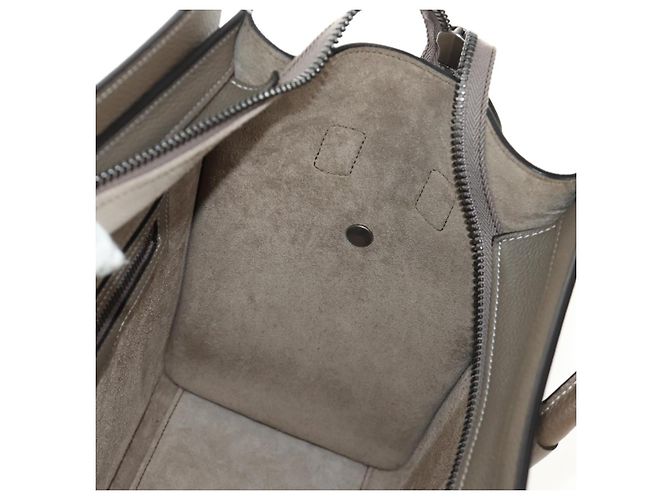 Céline CELINE Luggage Micro Shopper Handtasche aus Leder Grau Silber Authentisch 185329M Braun - Ansicht 23